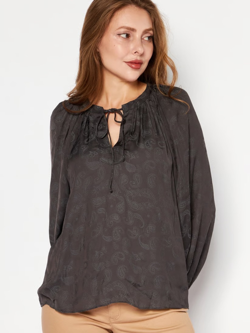 Current Air Anthropologie Floral Balloon Sleeve Blouse Size Large